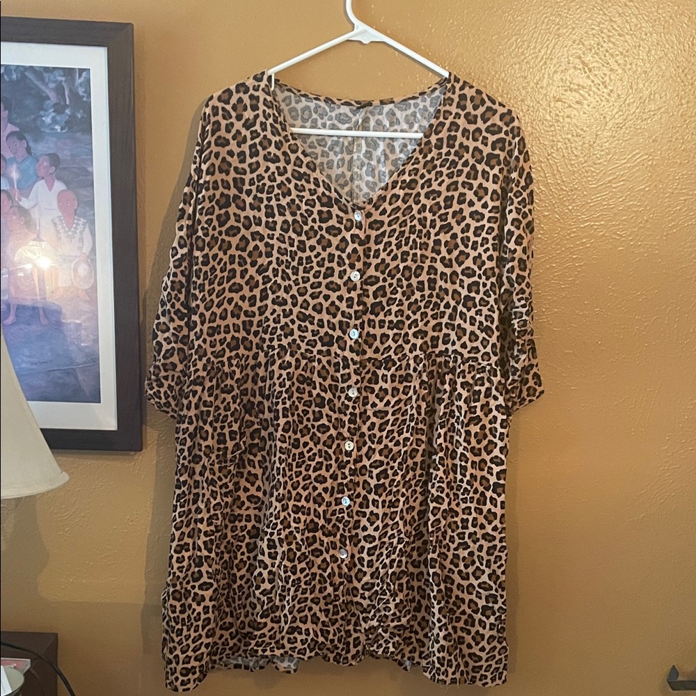 Leopard Print Button-Up Dress